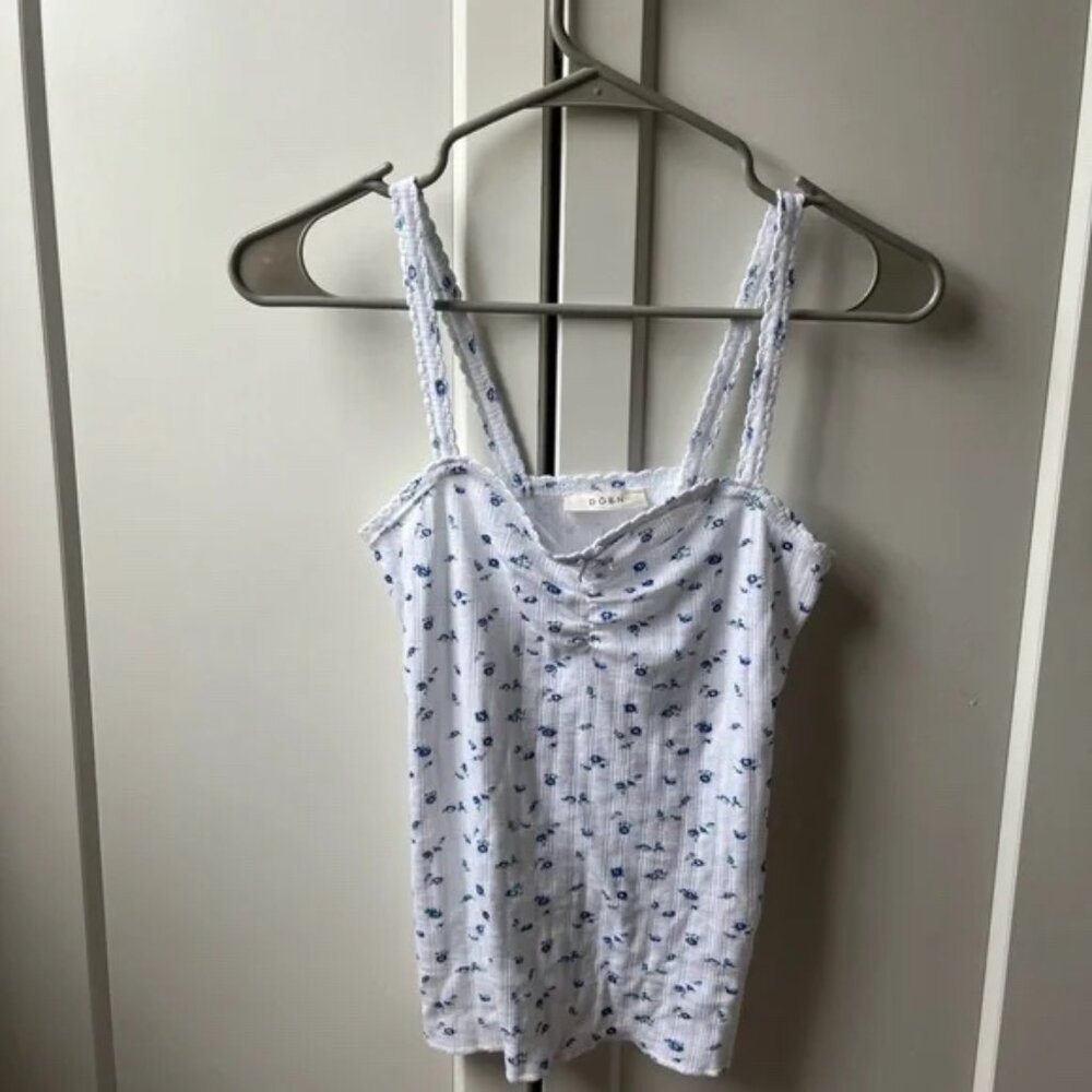 Dôen Pointelle Floral Knit Tank